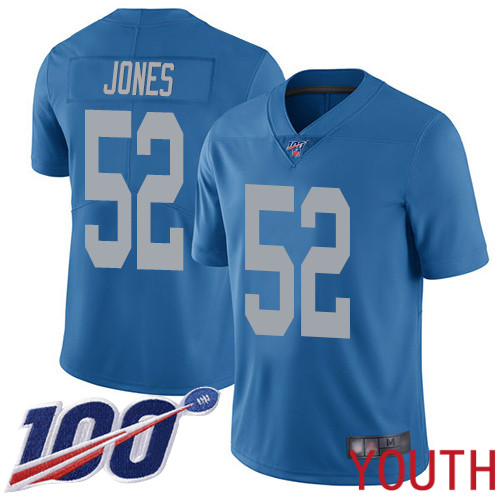 Detroit Lions Limited Blue Youth Christian Jones Alternate Jersey NFL Football #52 100th Season Vapor Untouchable